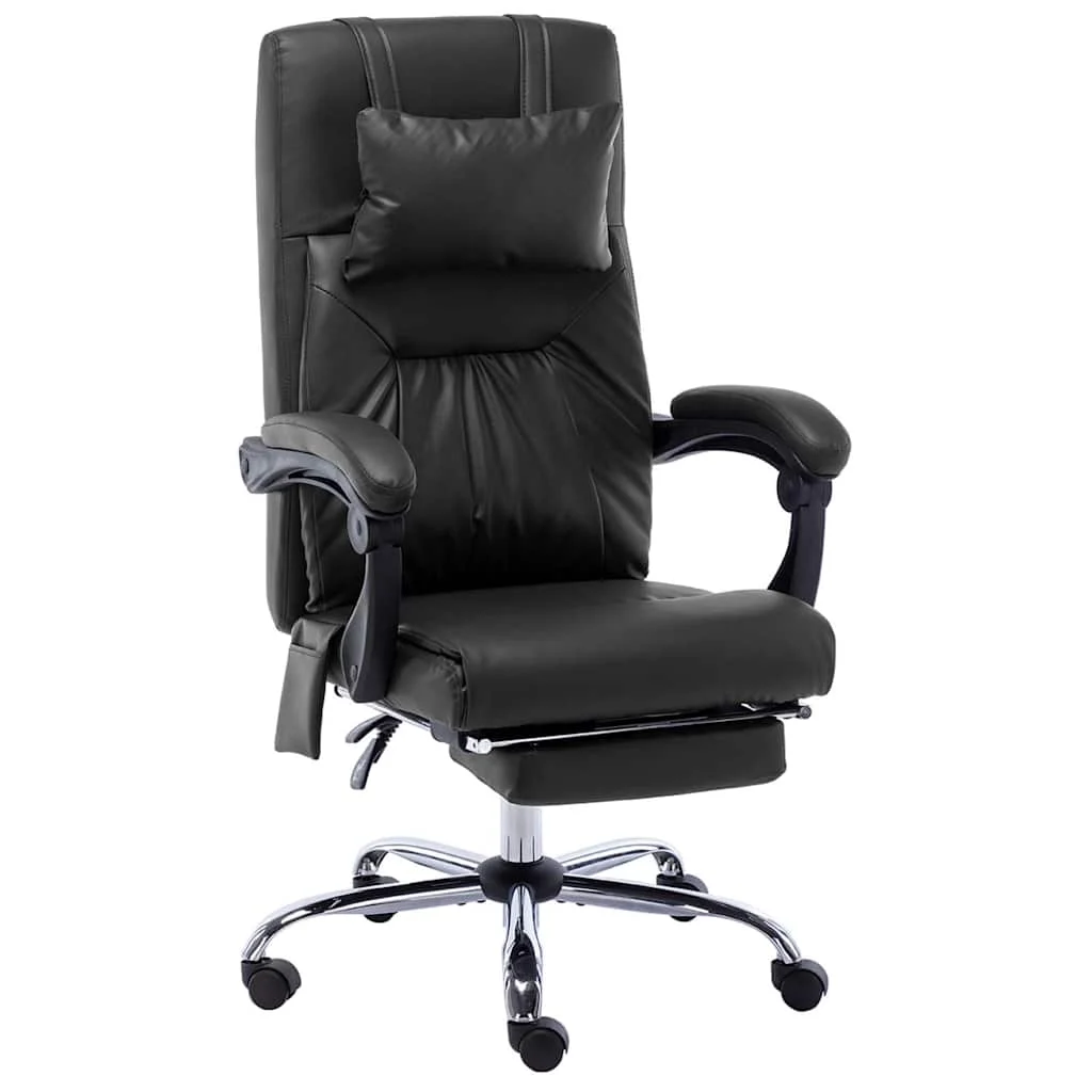 Chaise de bureau de massage 60 x 64 x 121 cm noir similicuir – vue d’ensemble