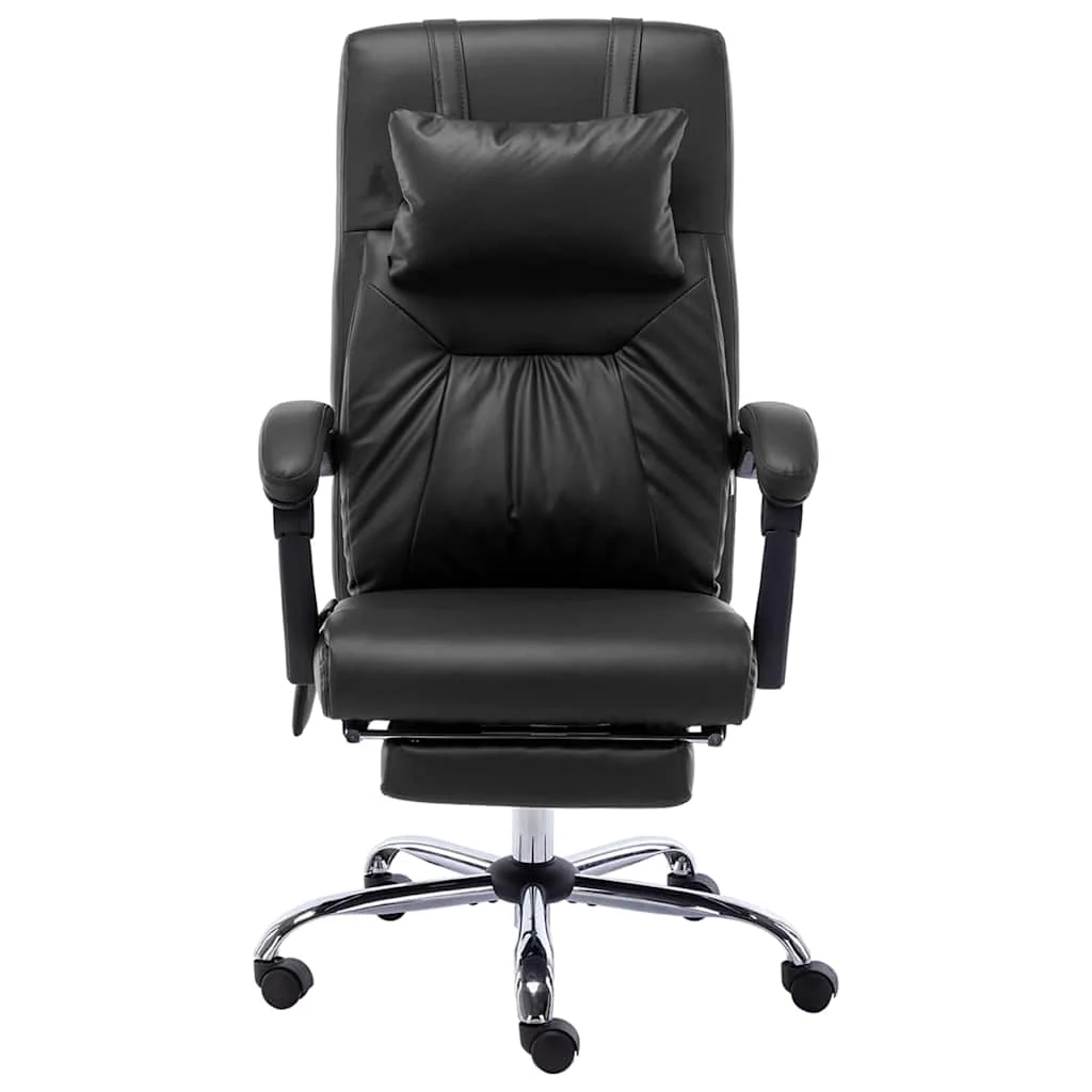 Chaise de bureau de massage 60 x 64 x 121 cm noir similicuir – vue de face