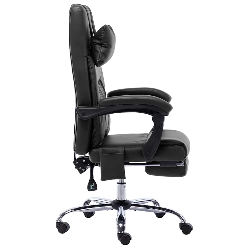 Chaise de bureau de massage 60 x 64 x 121 cm noir similicuir – vue de côté