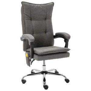 Chaise de bureau de massage 64 x 68 x 120 cm gris tissu – vue d’ensemble