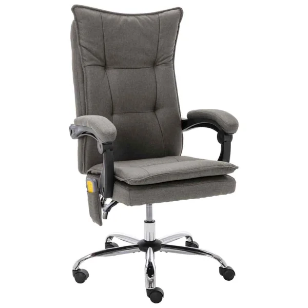 Chaise de bureau de massage 64 x 68 x 120 cm gris tissu – vue d’ensemble