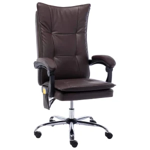 Chaise de bureau de massage 64 x 68 x 120 cm marron similicuir – vue d’ensemble