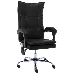 Chaise de bureau de massage 64 x 68 x 120 cm noir similicuir – vue d’ensemble