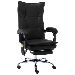 Chaise de bureau de massage 64 x 68 x 120 cm noir similicuir – modèle 2 – vue d’ensemble
