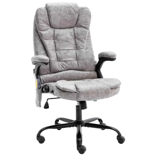 Chaise de bureau de massage 67 x 71 x 119 cm gris clair similicuir daim – vue d’ensemble