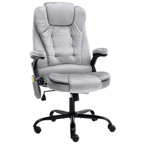 Chaise de bureau de massage 67 x 71 x 119 cm gris clair velours – vue d’ensemble