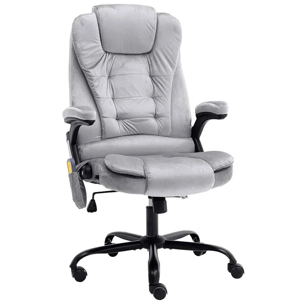 Chaise de bureau de massage 67 x 71 x 119 cm gris clair velours – vue d’ensemble