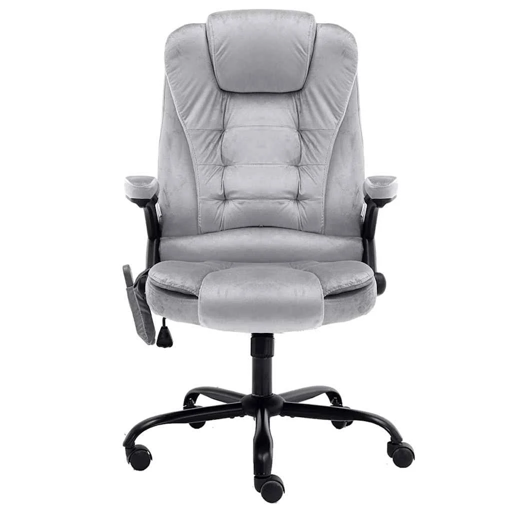 Chaise de bureau de massage 67 x 71 x 119 cm gris clair velours – vue de face