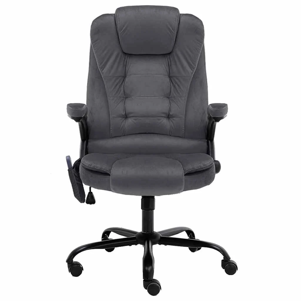 Chaise de bureau de massage 67 x 71 x 119 cm gris foncé velours – vue de face