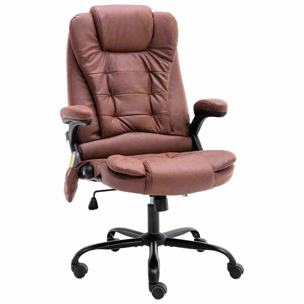Chaise de bureau de massage 67 x 71 x 119 cm marron clair similicuir daim – vue d’ensemble