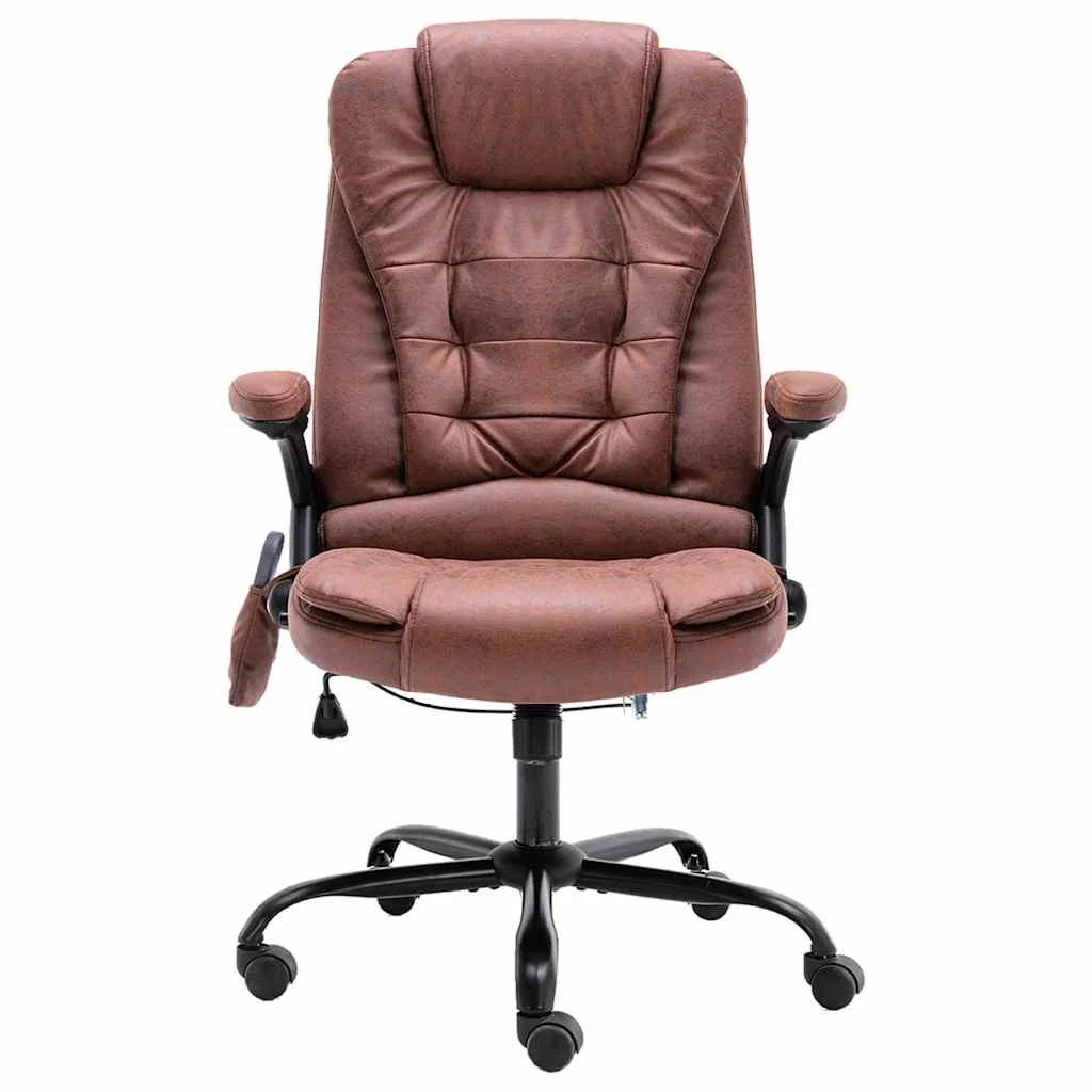 Chaise de bureau de massage 67 x 71 x 119 cm marron clair similicuir daim – vue de face