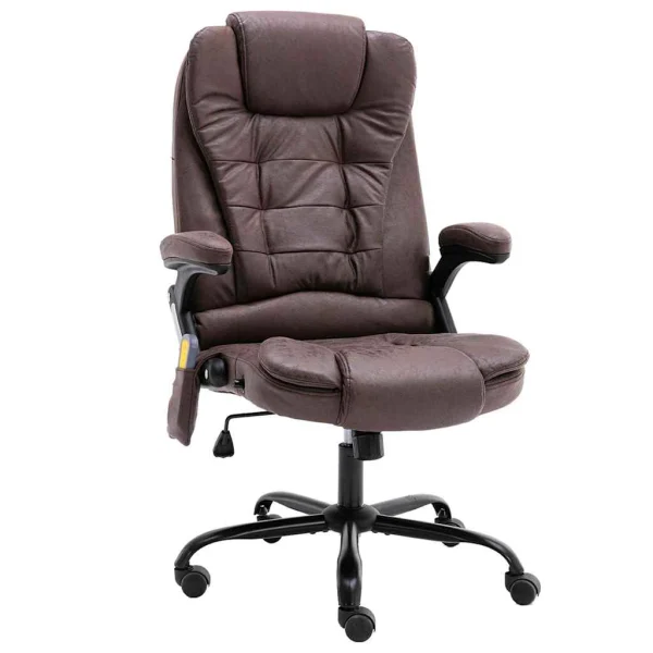 Chaise de bureau de massage 67 x 71 x 119 cm marron foncé similicuir daim – vue d’ensemble