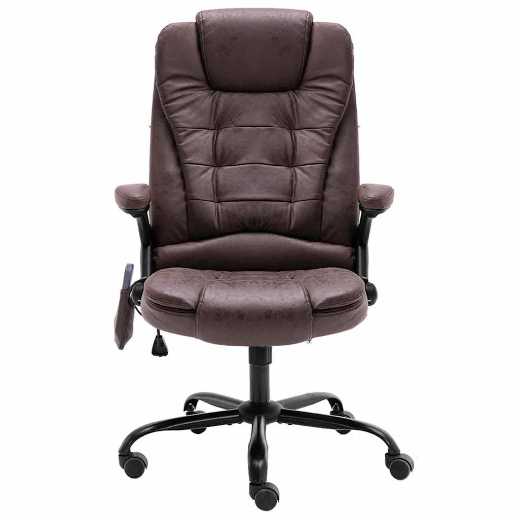Chaise de bureau de massage 67 x 71 x 119 cm marron foncé similicuir daim – vue de face