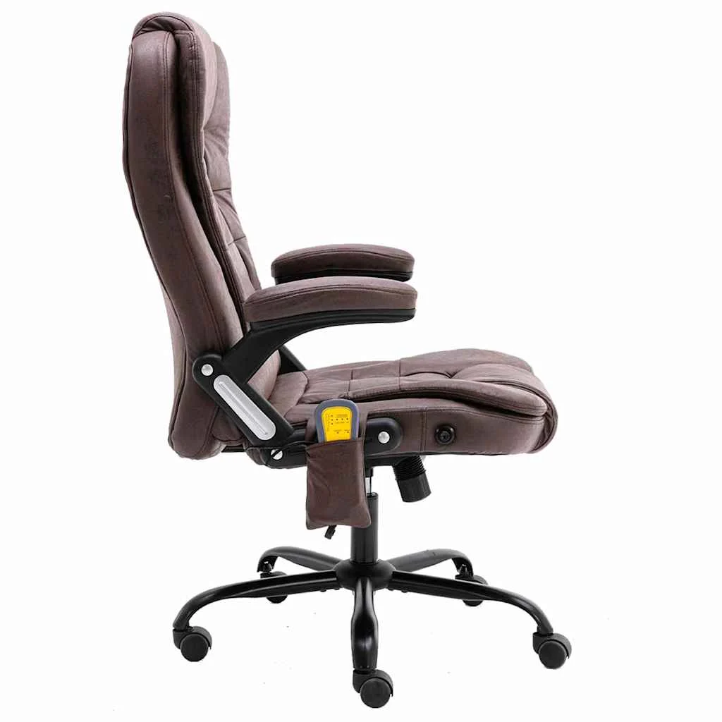 Chaise de bureau de massage 67 x 71 x 119 cm marron foncé similicuir daim – vue de détail