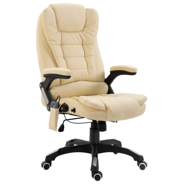 Chaise de bureau de massage 68 x 71 x 119 cm crème similicuir – vue d’ensemble