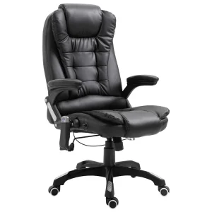 Chaise de bureau de massage noir similicuir – vue d’ensemble