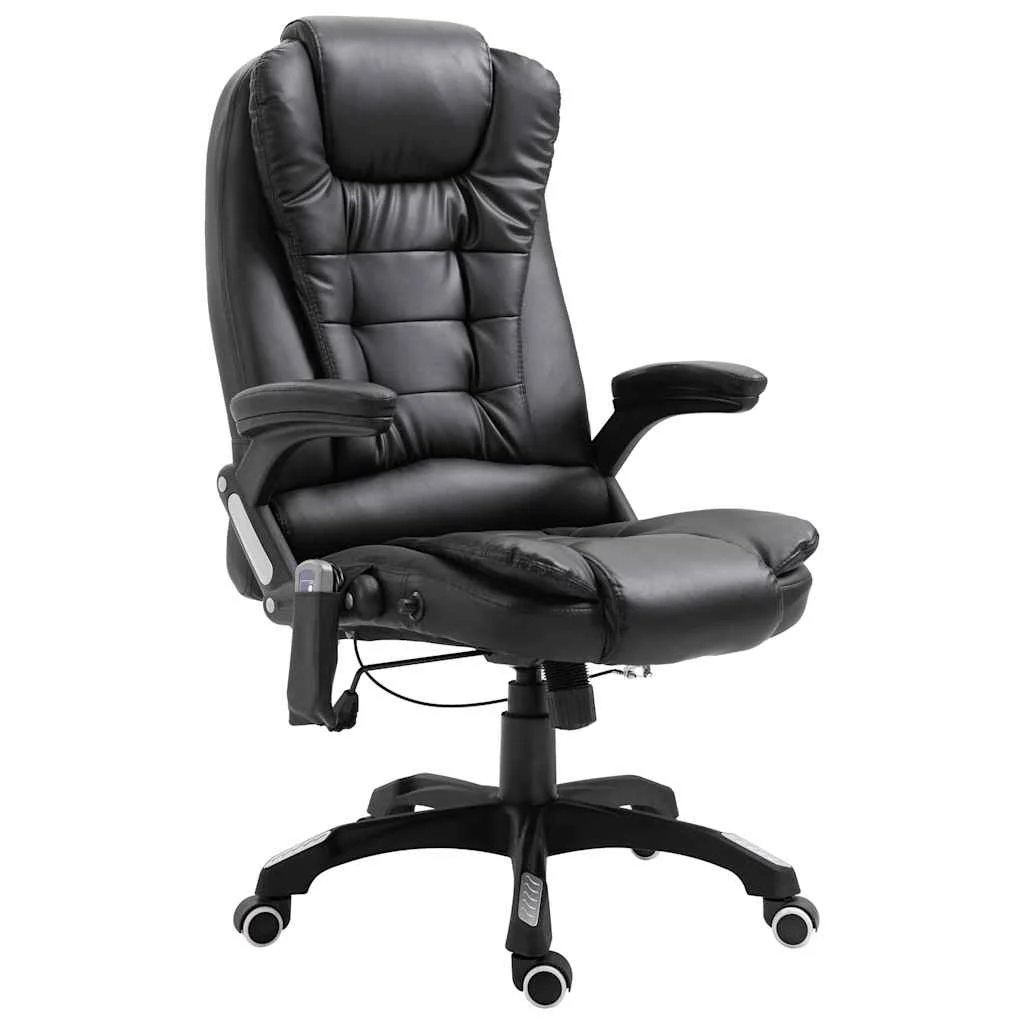 Chaise de bureau de massage noir similicuir – vue d’ensemble