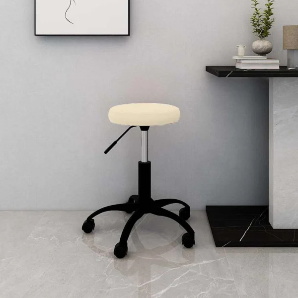 Chaise de bureau pivotante 31 x 54 cm crème velours – vue d’ensemble