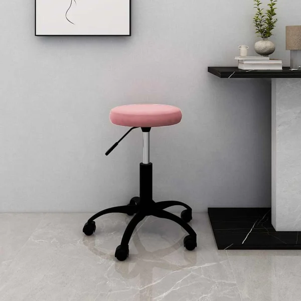 Chaise de bureau pivotante 31 x 54 cm rose velours – vue d’ensemble