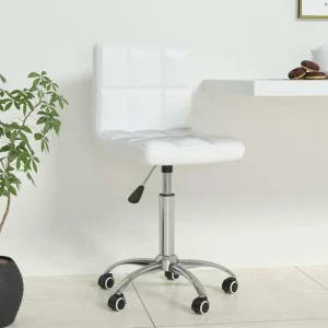 Chaise de bureau pivotante 40 x 47 x 86 cm blanc similicuir – vue d’ensemble