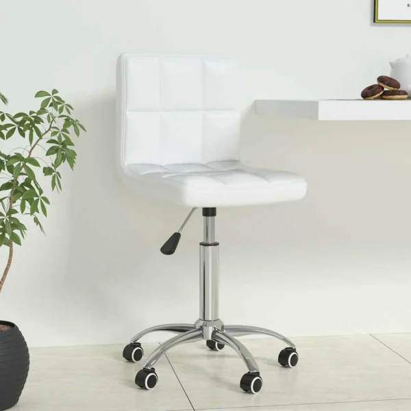 Chaise de bureau pivotante 40 x 47 x 86 cm blanc similicuir – vue d’ensemble