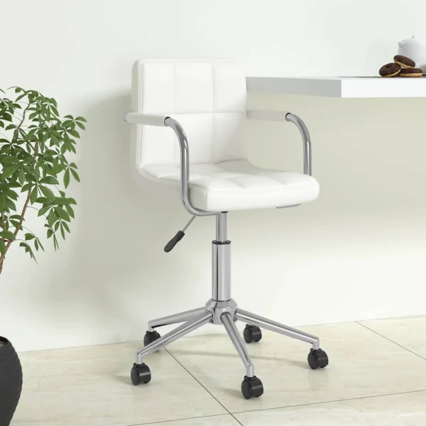 Chaise de bureau pivotante 48 x 47 x 86 cm blanc similicuir – vue d’ensemble