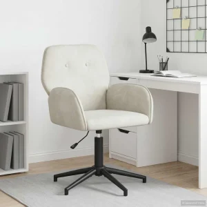 Chaise de bureau pivotante 54 x 55 x 90 cm crème velours – vue d’ensemble