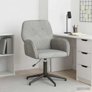 Chaise de bureau pivotante 54 x 55 x 90 cm gris clair velours – vue d’ensemble