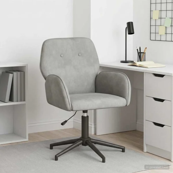 Chaise de bureau pivotante 54 x 55 x 90 cm gris clair velours – vue d’ensemble