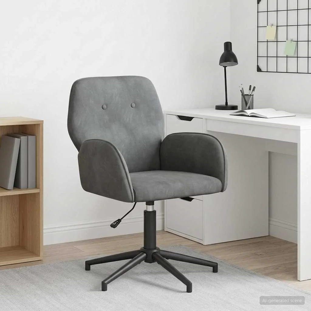 Chaise de bureau pivotante 54 x 55 x 90 cm gris foncé velours – vue d’ensemble