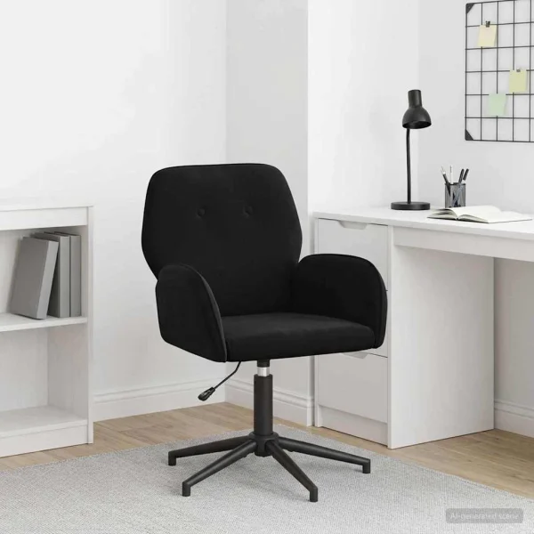 Chaise de bureau pivotante 54 x 55 x 90 cm noir velours – vue d’ensemble