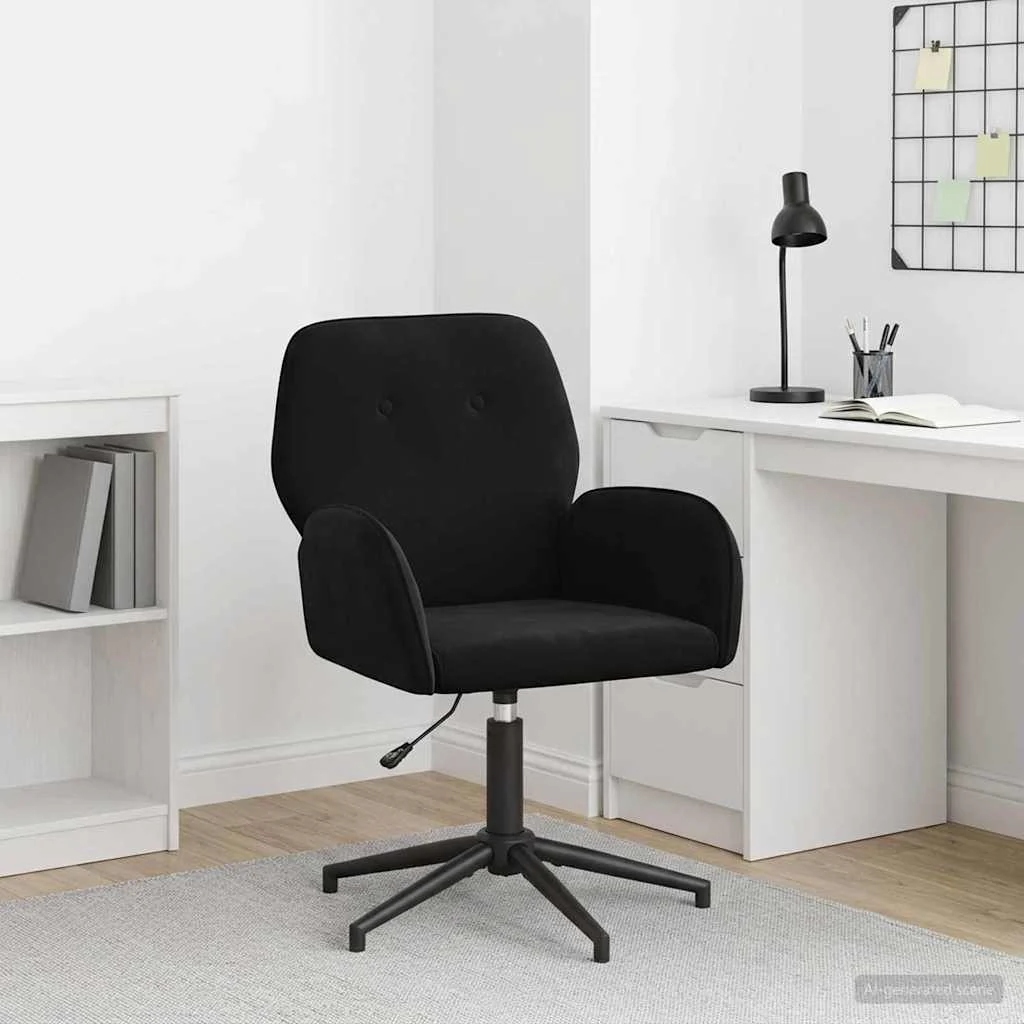 Chaise de bureau pivotante 54 x 55 x 90 cm noir velours – vue d’ensemble