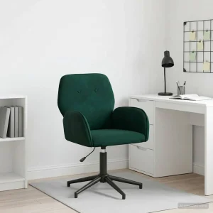 Chaise de bureau pivotante 54 x 55 x 90 cm vert foncé velours – vue d’ensemble