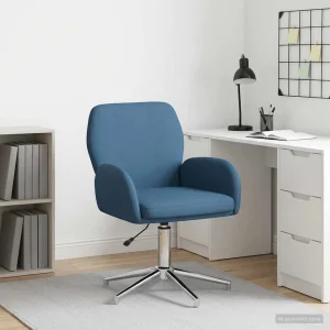 Chaise de bureau pivotante 54 x 58 x 90 cm bleu tissu – vue d’ensemble