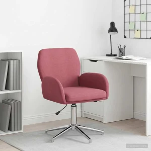 Chaise de bureau pivotante 54 x 58 x 90 cm bordeaux tissu – vue d’ensemble
