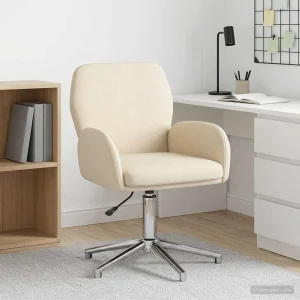 Chaise de bureau pivotante 54 x 58 x 90 cm crème tissu – vue d’ensemble