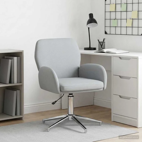 Chaise de bureau pivotante 54 x 58 x 90 cm gris clair tissu – vue d’ensemble