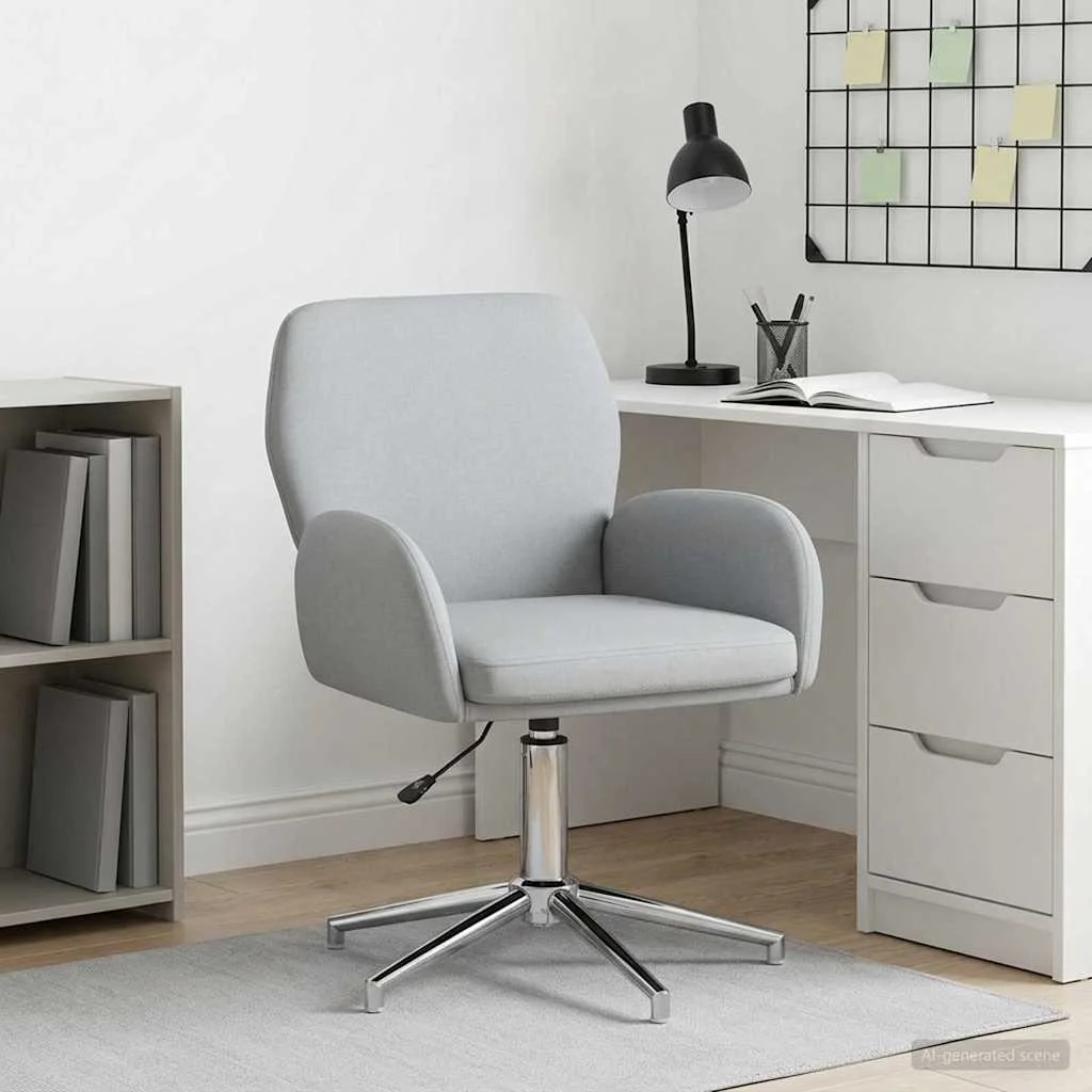 Chaise de bureau pivotante 54 x 58 x 90 cm gris clair tissu – vue d’ensemble