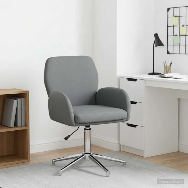 Chaise de bureau pivotante 54 x 58 x 90 cm gris foncé tissu – vue d’ensemble