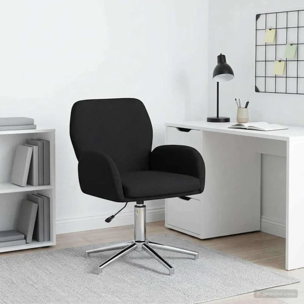Chaise de bureau pivotante 54 x 58 x 90 cm noir tissu – vue d’ensemble