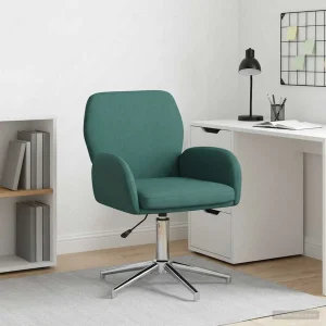 Chaise de bureau pivotante 54 x 58 x 90 cm vert foncé tissu – vue d’ensemble
