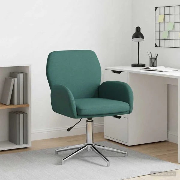 Chaise de bureau pivotante 54 x 58 x 90 cm vert foncé tissu – vue d’ensemble