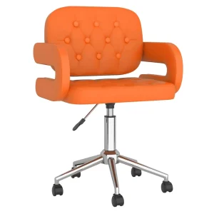 Chaise de bureau pivotante 58 x 50 x 87,5 cm orange similicuir – vue d’ensemble