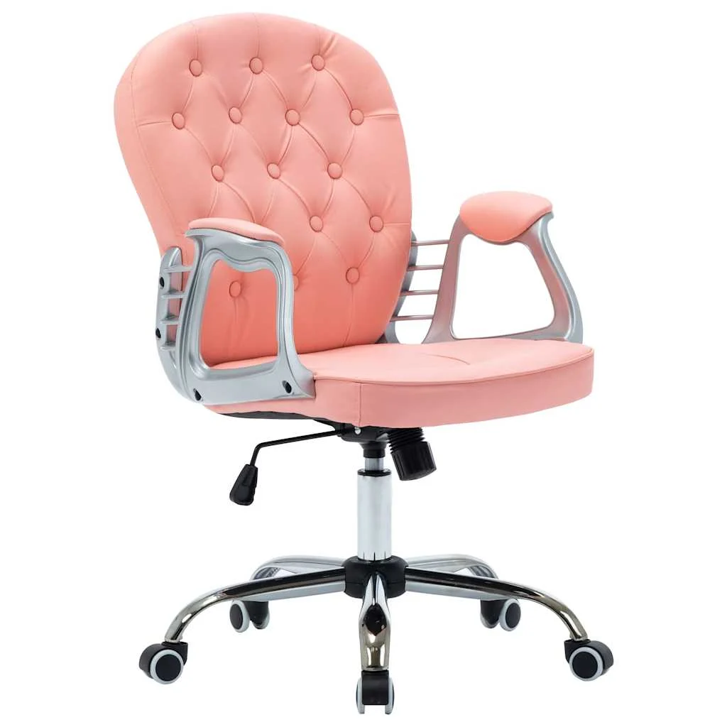 Chaise de bureau pivotante 58 x 61 x 101 cm rose similicuir – vue de face