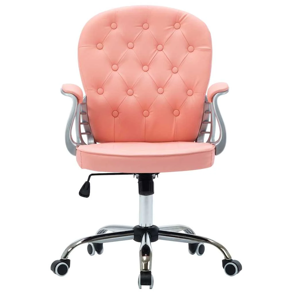 Chaise de bureau pivotante 58 x 61 x 101 cm rose similicuir – vue de côté