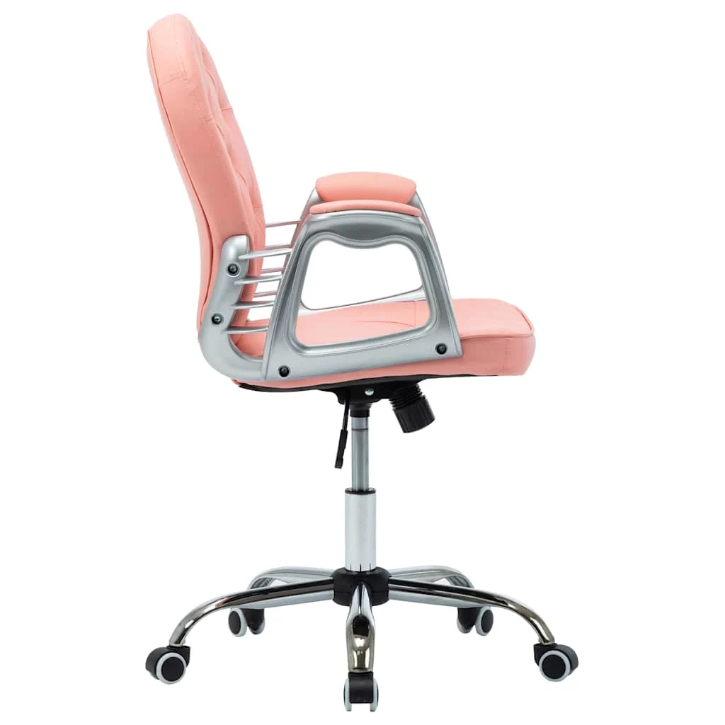Chaise de bureau pivotante 58 x 61 x 101 cm rose similicuir – vue de détail