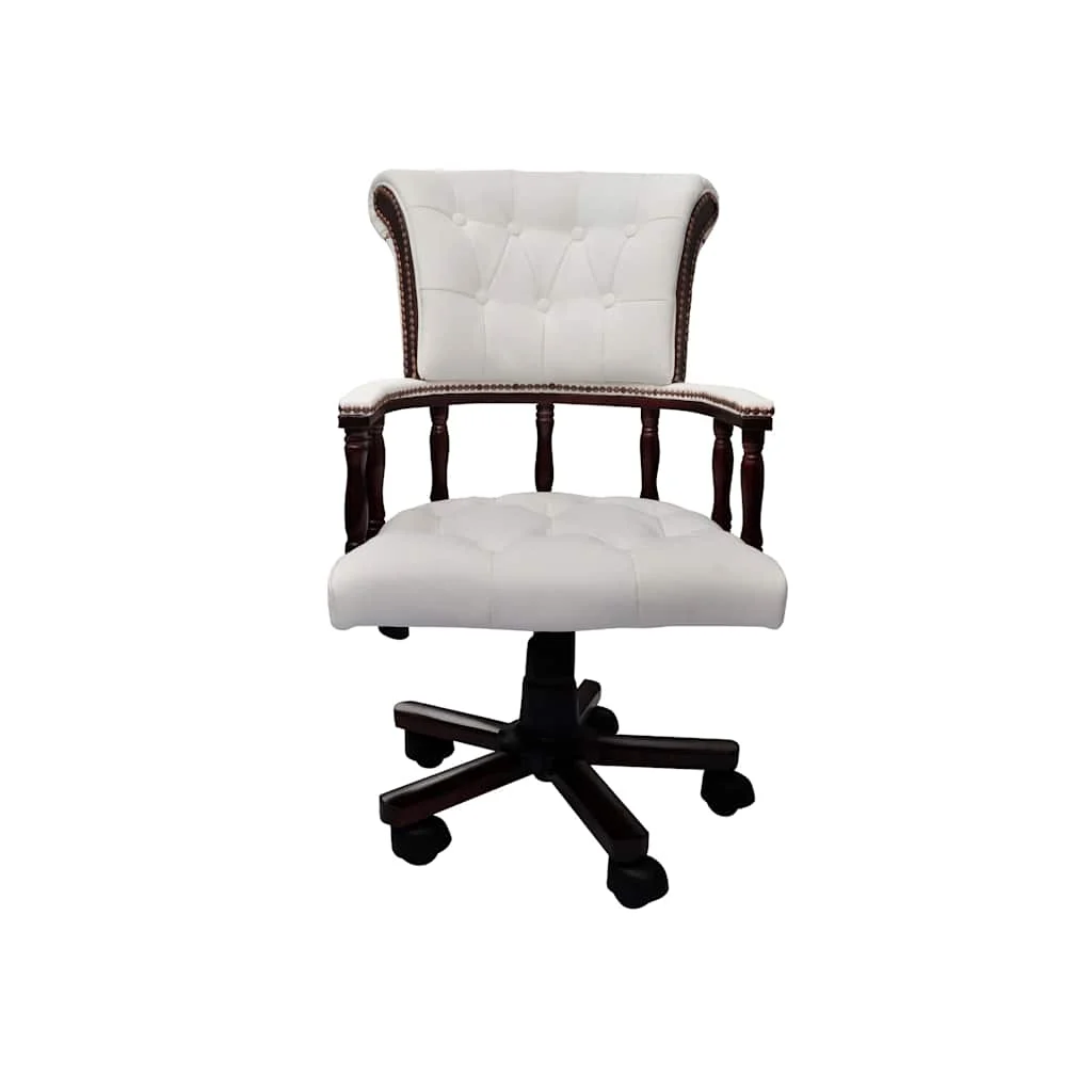 Chaise de bureau pivotante 62 x 50 x 104 cm blanc tissu – vue de face