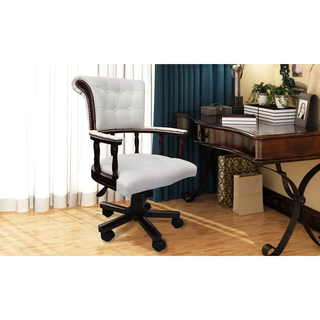 Chaise de bureau pivotante 62 x 50 x 104 cm blanc tissu – vue de côté
