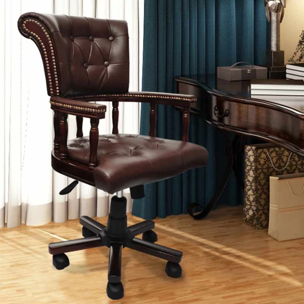 Chaise de bureau pivotante 62 x 50 x 104 cm marron tissu – vue d’ensemble