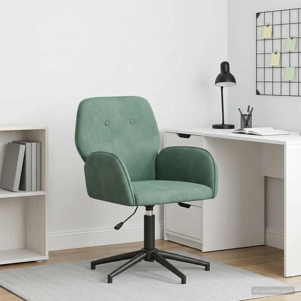 Chaise de bureau pivotante Mer 54 x 55 x 90 cm vert marin velours – vue d’ensemble